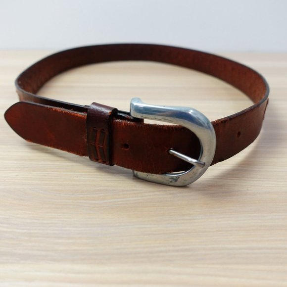 Belt Mens Brown‎ Leather Western Buckle 36 Laced Medieval Full Grain Cowhide USA - Picture 2 of 12